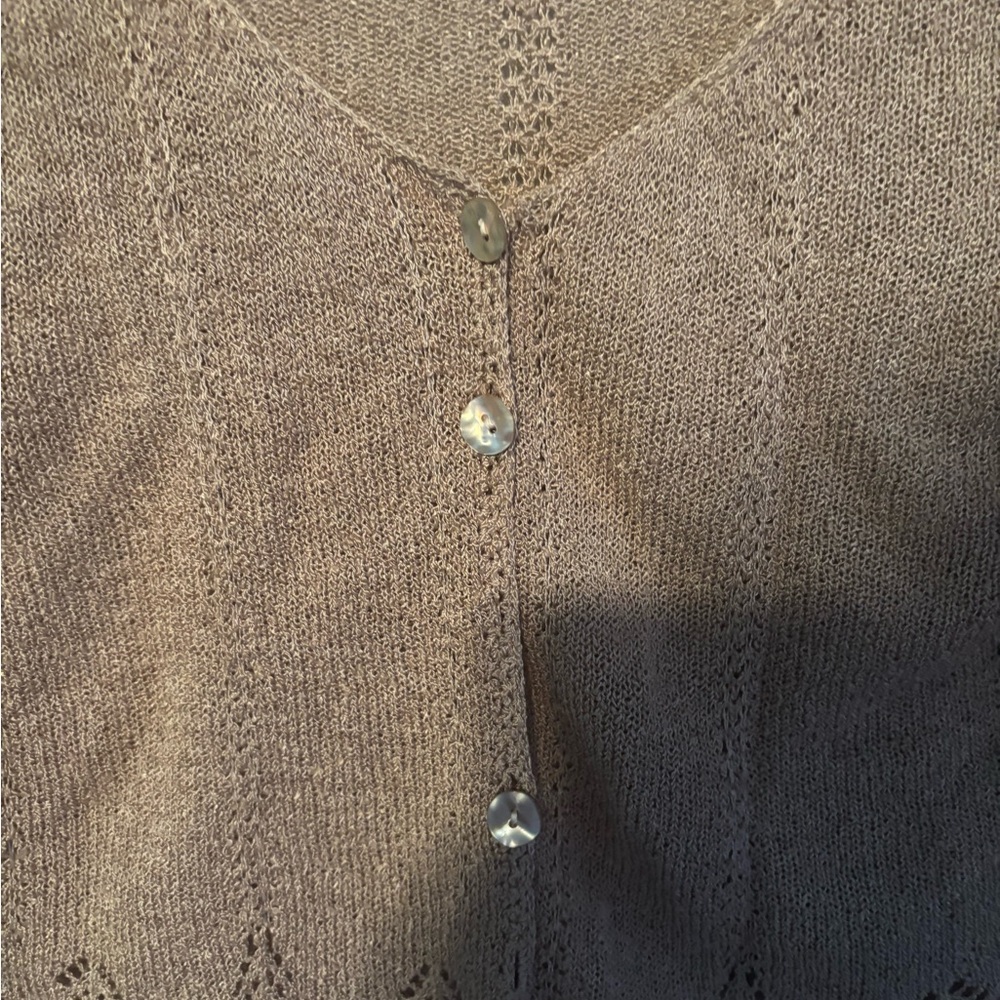 Vintage Cottagecore Bohemian Prairie Rayon Tan Long Sleeve Cardigan Medium - Picture 6 of 8
